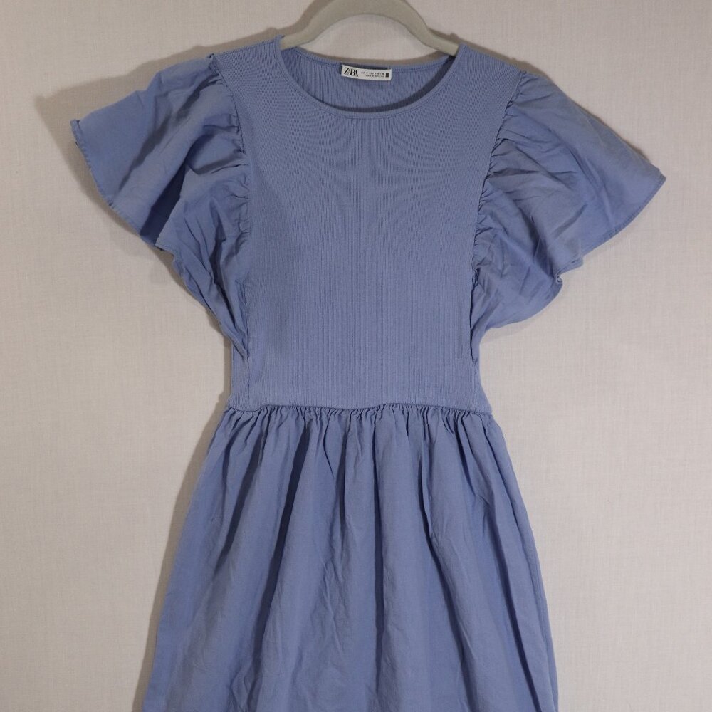 Zara Women's Short Sleeve Dress - Size Small - Blue